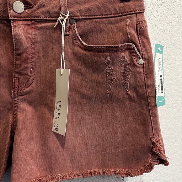 NWT!! Size 8 - Level 99 Adelynn Side Slit Distressed Light Pink Denim Shorts - Picture 8 of 10